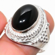 Black Onyx Gemstone 925 Sterling Silver Jewelry Ring Size 8 U.S.A 