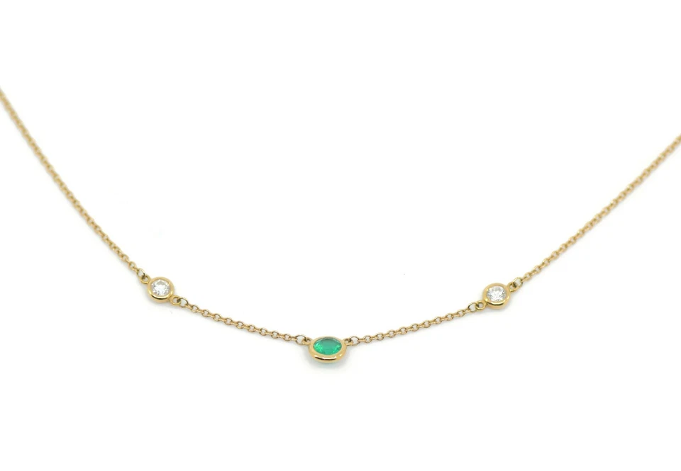 Collar De Oro Amarillo De 18K Con Diamantes Y Esmeraldas Tiffany & Co - Imagen 2 de 4