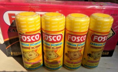 4 x 70g FOSCO verbesserte Qualität Carom/Carrom Board Pulverflasche extra glatt