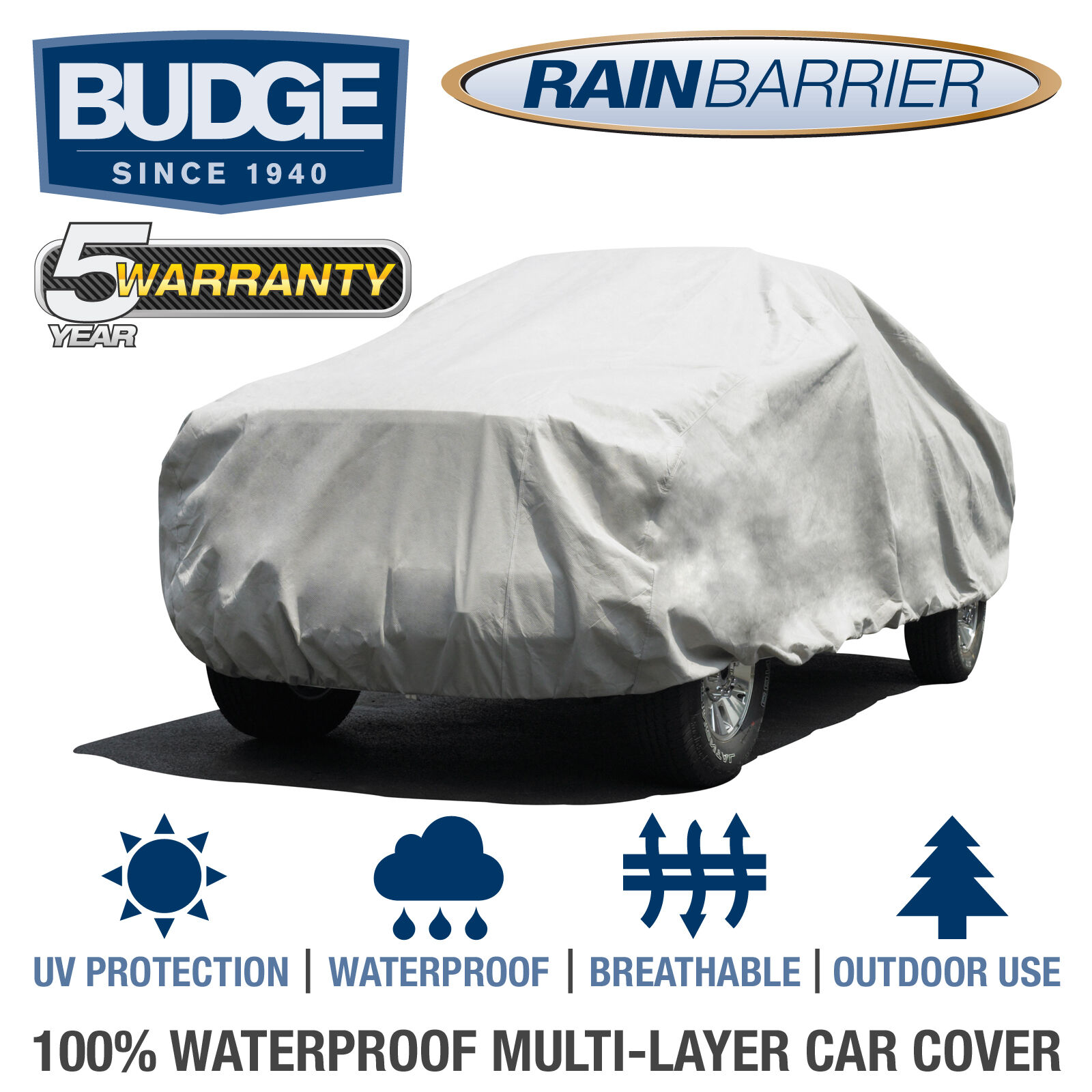 Budge Rain Barrier Truck Cover Fits Long Bed Crew Cab up to 22' Long |Waterproof