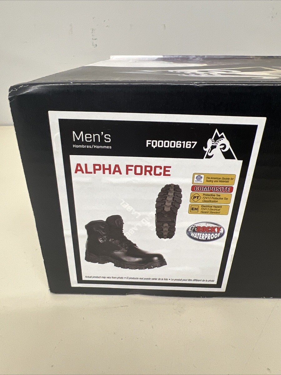 Rocky Alphaforce Men's Waterproof Tactical Boots – Composite Toe, Side Zip, Safety Work Boots