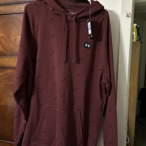 Under Armour Mens XLT Burgundy UA Rival Fleece Micro Branded Hoodie eBay