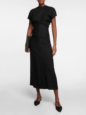 Toteme Women's Linen A-line Bag-up Dress black