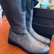 Italian JIL SANDER Distressed Gray Zip Up Biker Style Boots Size 9.5