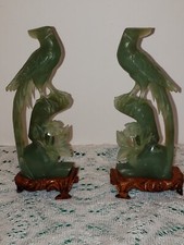 翡翠 中国 鳥 置物 彫刻 作品 中国骨董品 軟翡翠 カルセドニー 金色