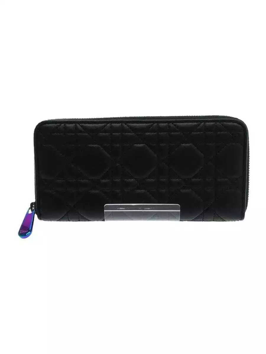 Christian Dior long wallet black leather plain 33 MA 0222