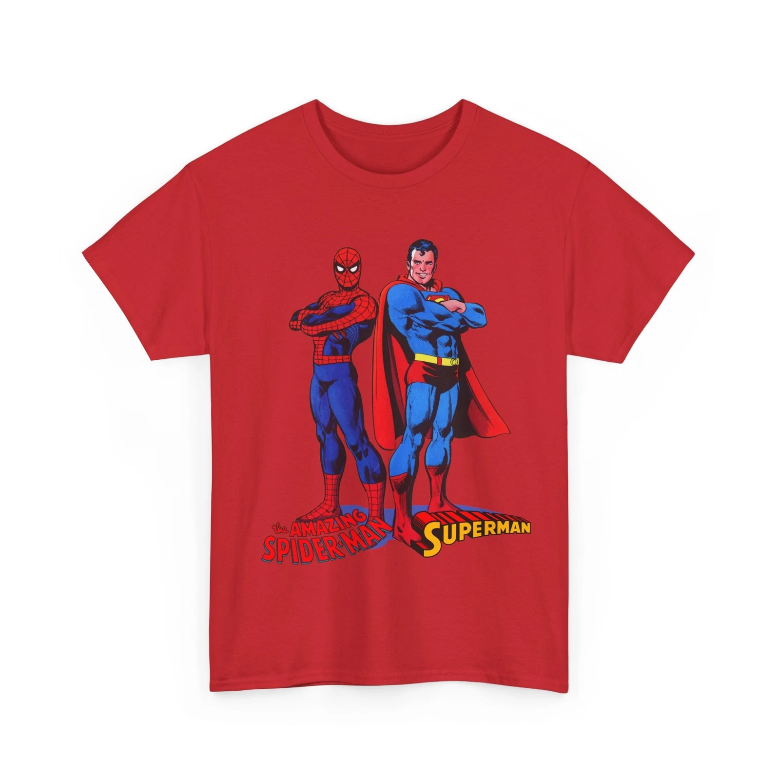 Amazing Spider-man, Superman T-Shirt - 1970s D.C Comics & Marvel Team-Up