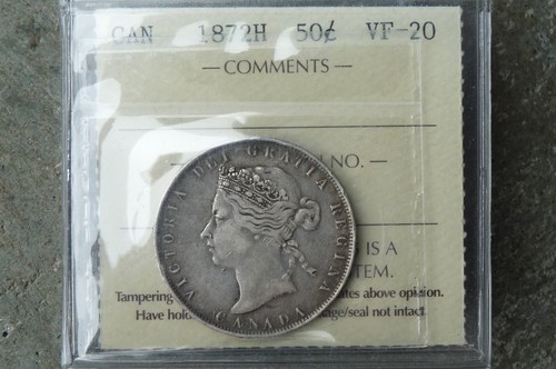 1872 Canada silver fifty 50 cents - **ICCS VF-20**