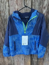 LANDS END Boys Jacket Active Pullover 1/2 Zip L 14-16 Camo Blue