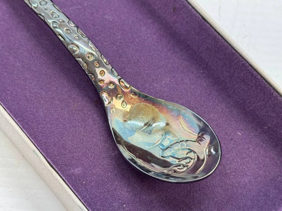 Juego de 3 cubiertos para niños Reed & Barton plateados animales” Foto 4 de 4