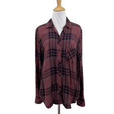 Rails Shirt Women S Small Midnight Rose Hunter Plaid Button Up Flannel Shirttail