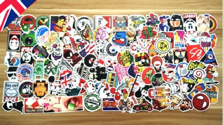 100 Bunte Wasserfeste Aufkleber – Für Laptop, Skateboard, Flaschen & Mehr (5–8 Cm Größe)