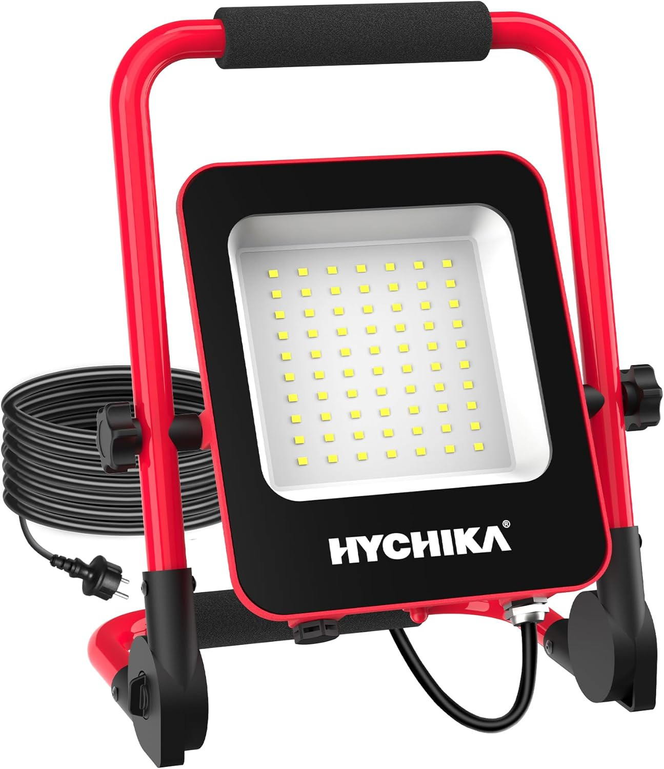 HYCHIKA Faro LED Esterno IP65 50W: Faretto Portatile con Spina 5500Lm