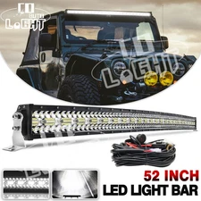 Tri-Row Curved 52" 1200W 12D Led Light Bar Spot Flood Combo For Jeep SUV 50" 54"