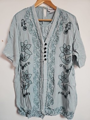 Beverly Rose Hippie Bluse Tunika bestickt Boho Gr. L