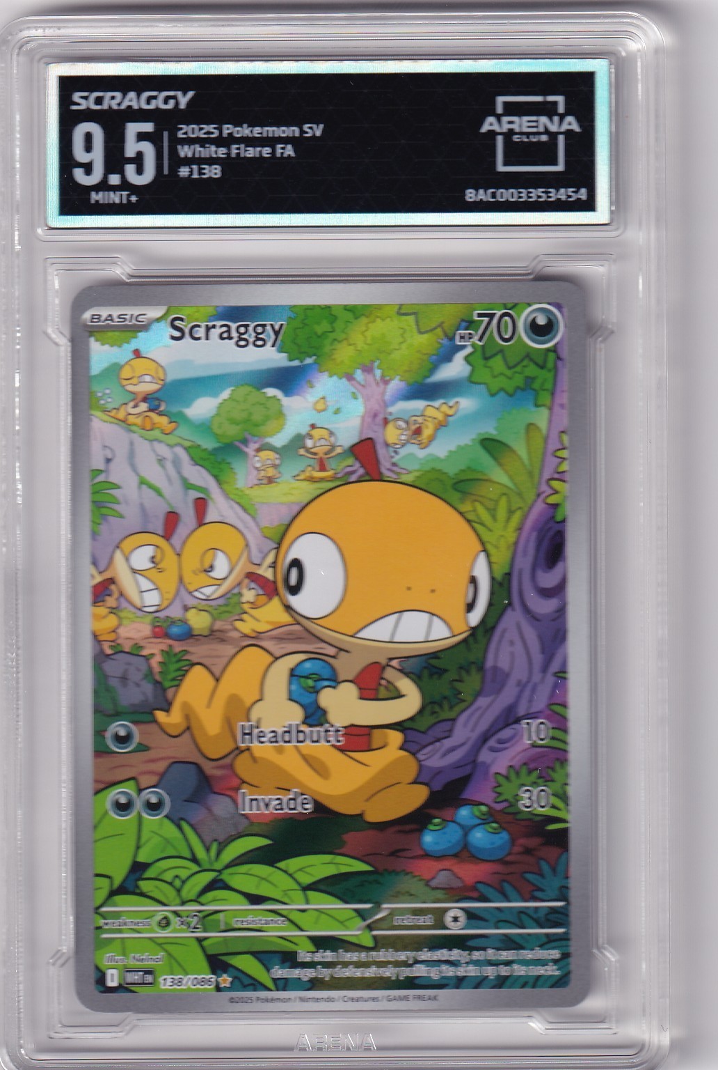 ARENA CLUB 9.5 MINT+ 2025 POKEMON SV WHITE FLARE SCRAGGY 138/086 TCG - 623