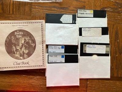 Bard's Tale: Tales of the Unknown (PC, 1985) NO BOX 5.25'' FLOPPIES AND CLUE BOOK