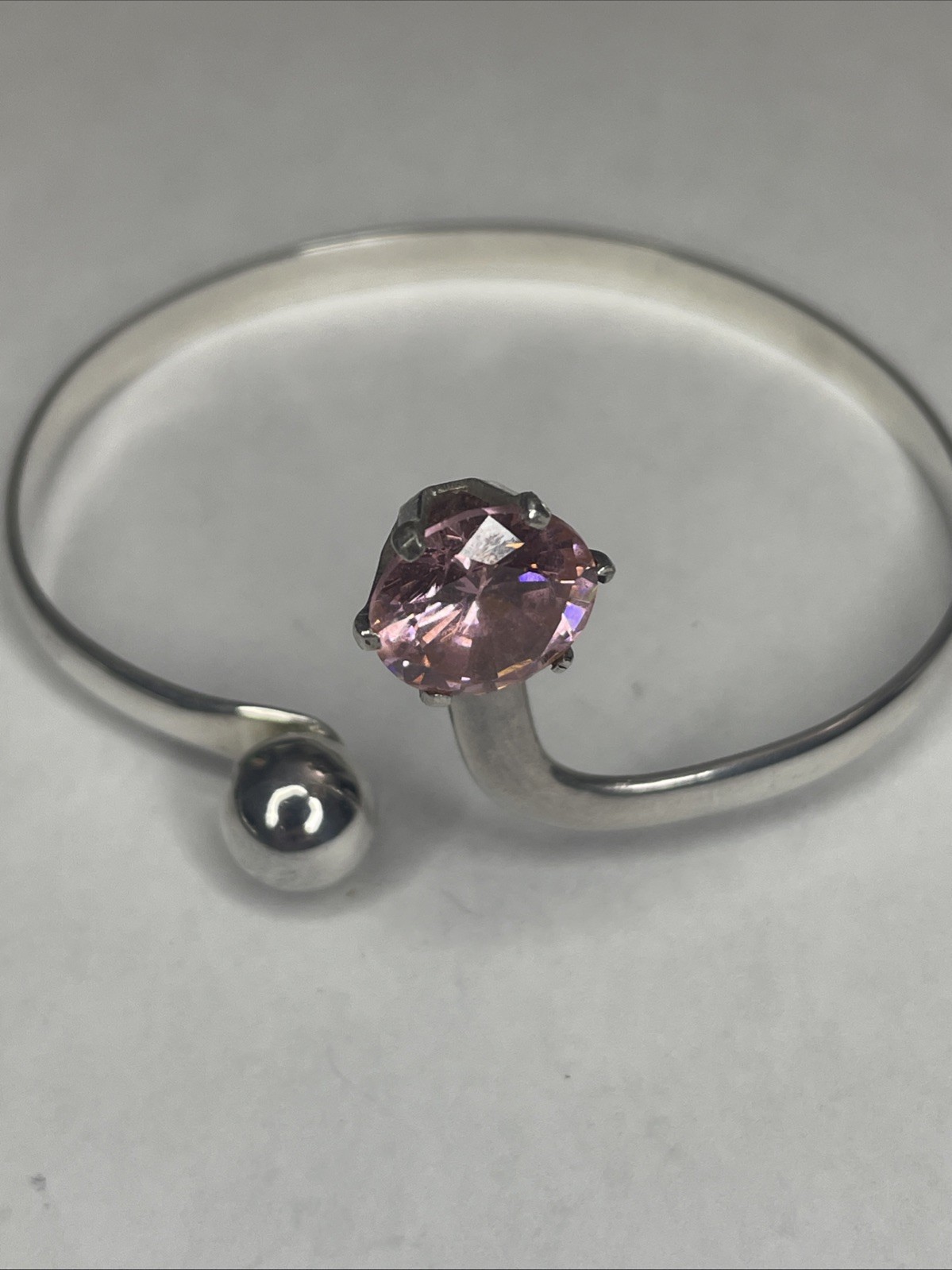 Solid Sterling 6.75” Toggle Cuff With Pink 16+ Gr… - image 2