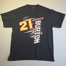 Harrison Burton 21 NASCAR Shirt Mens Large Black 2022 Schedule Wood Brothers Rac