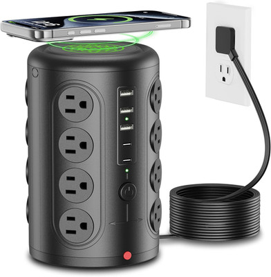 Power Strip Tower,  16 Outlets and 5 USB Ports (2 USB-C), 2000 Joules Charging S