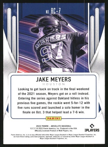 2022 Absolute Rookie Class Retail #7 Jake Meyers - Bild 2 von 2