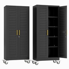 Metal Garage Storage Cabinet Locking Doors  Adjustable Shelves,71"H Steel File