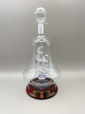 Vintage Glass Ship In A Bottle Nina 1492 On Small Wooden Base