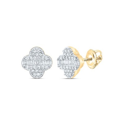 Ohrstecker 0,27 ctw natürlicher Diamant Kleeblatt 10 kt Gelbgold