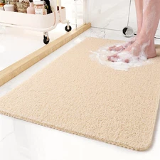 Non-Slip Bathtub Mat, 17X 30 Inch, Shower Mats for Bath Tub, PVC Loofah Bathroom