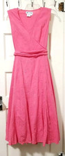 FLASH SALE!! VTG Papillon EMBROIDERED Wrap Dress Small Salmon Pink Layered Tie