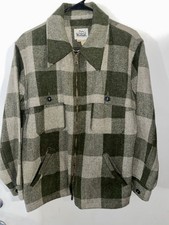 Vtg Woolrich Mackinaw Cruiser Shirt Jacket Mens Medium Plaid Tweed Wool USA 80s