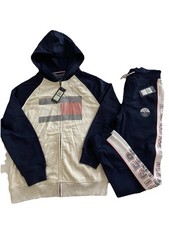 Tommy Hilfiger Boys Colorblock Hoodie  Pants Set Navy White Red Size L