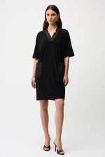 Joseph Ribkoff Notched V-Neck Half Sleeve Shift Dress 261010