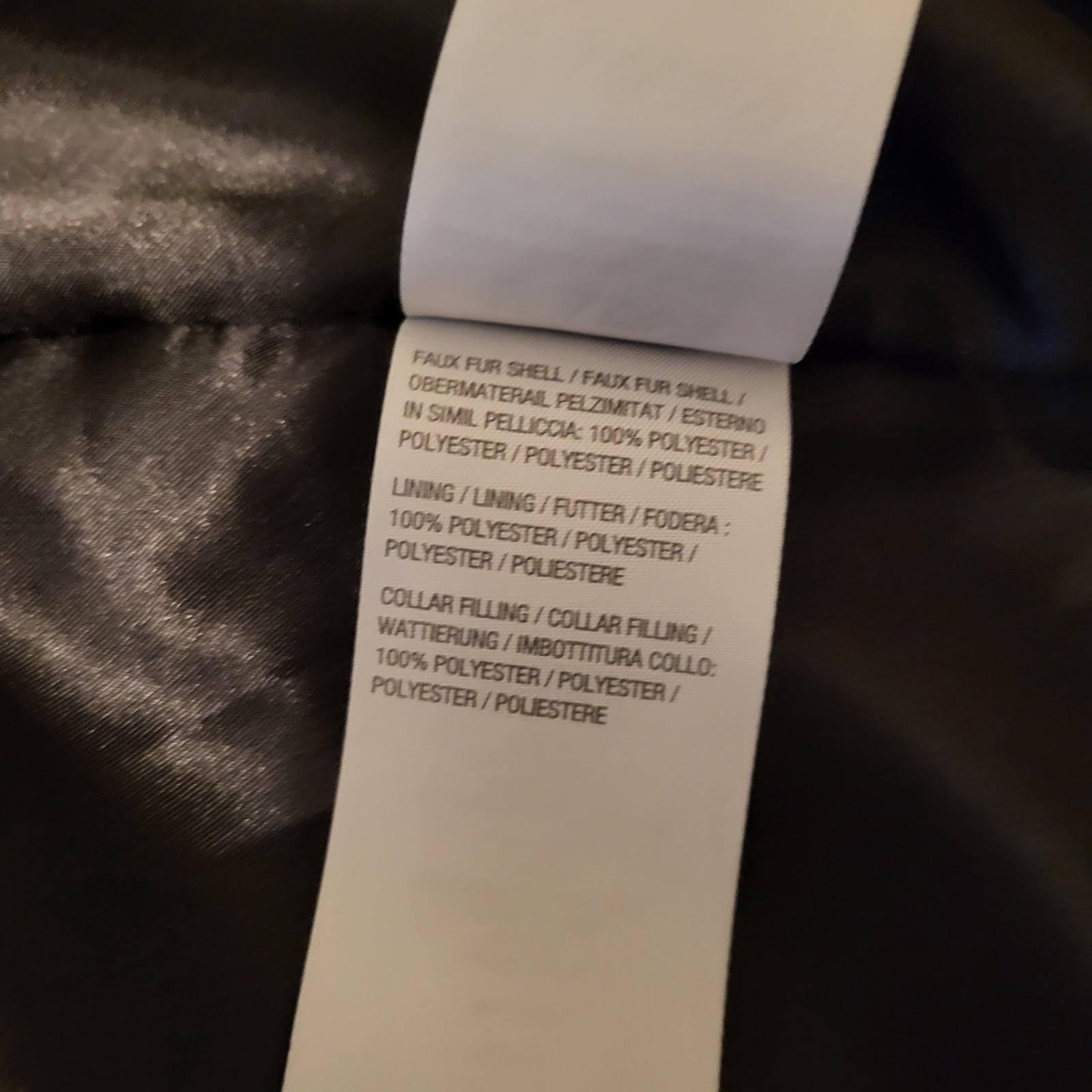 Dennis Basso Womens S Snap Front Faux Mink Coat w/ Convertible Collar Black EUC