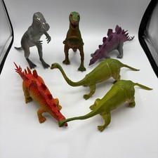 Imperial 1985 Rubber Toy Dinosaurs Lot of 6 Vintage Animal Figures Hong Kong
