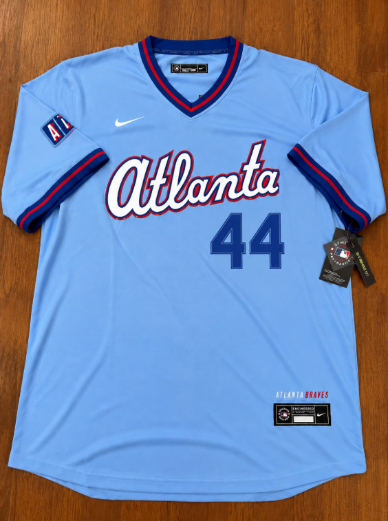 2026 Hank Aaron #44 Atlanta Braves City Connect Jersey Blue NWT - Size XL