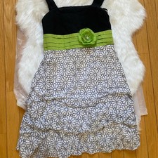 My Michelle Women's Knee-Length Dress with Floral Pattern and Green Waistband