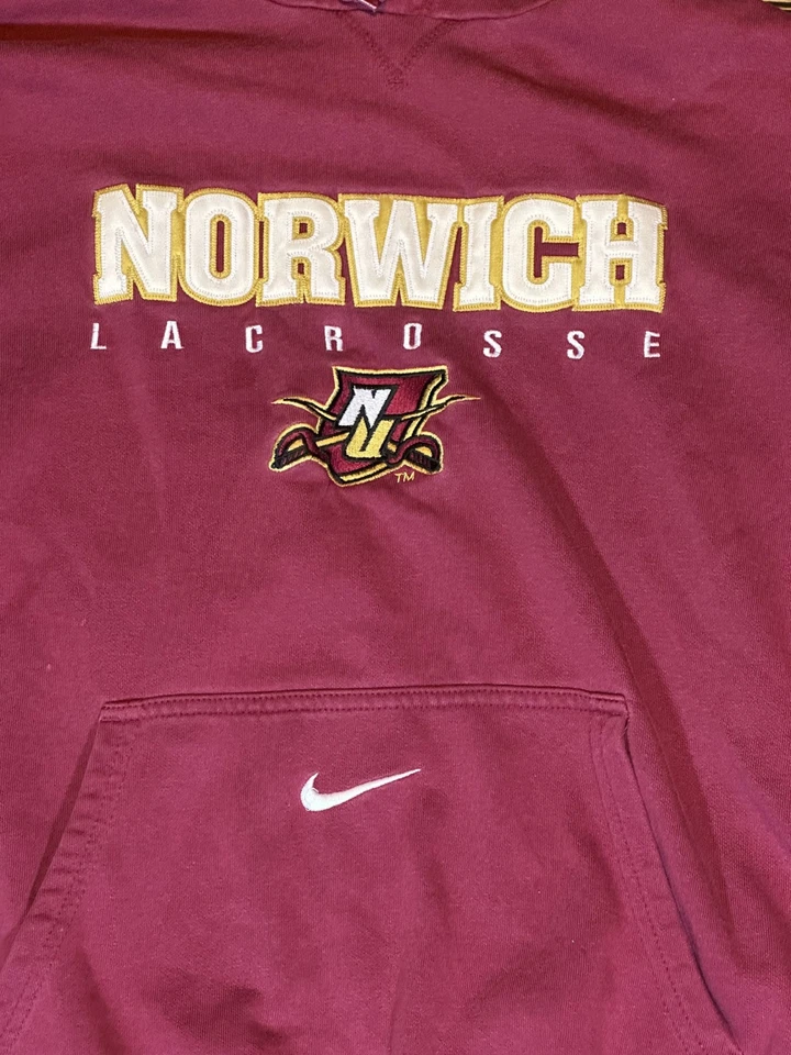 Norwich University Cadets Lacrosse Hoodie Mens XL Maroon Sport Sweatshirt Pullov - Image 3 of 4
