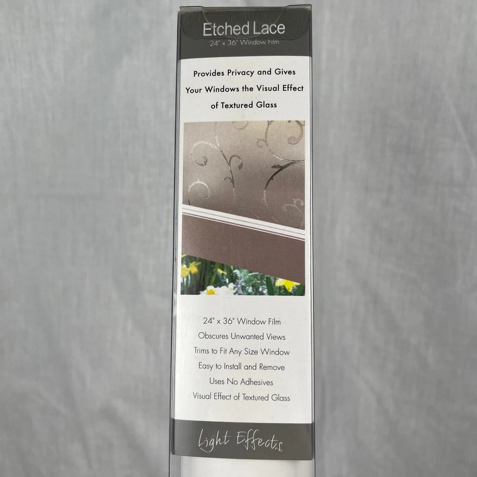 Película de ventana de encaje 2 grabada 24 x 36 privacidad efecto vidrio texturizado efectos de luz Foto 2 de 4