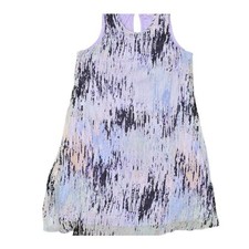 Calvin Klein Purple Shift Dress Crew Neck Size 4 Polyester Knee Length Geometric