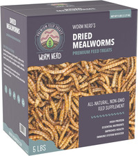 WN60 5LB Dried Mealworms Non-Gmo High Protein and Fiber Treat for Chickens, Bird