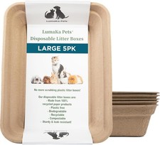 Large Disposable Cat Litter Box, 5-Pack Extra Thick, Leak Resistant, Biodegrad
