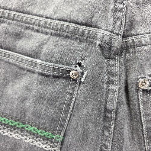 Southpole Shorts Mens 34 Black Gray Denim Long Baggy Jean Distressed Streetwear - Picture 7 of 11