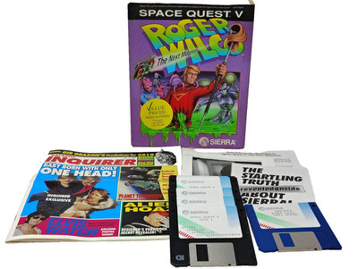Space Quest V Roger Wilco Next Mutation Sierra MS-DOS PC Big Box + Patch Disk!