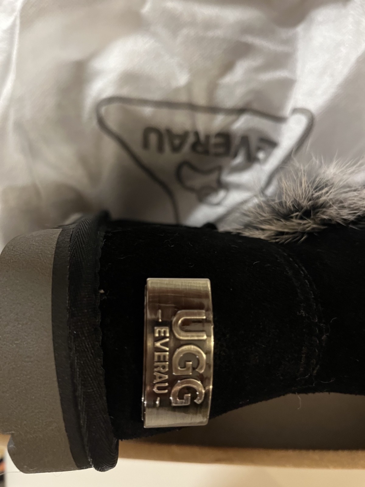 BNIB UGG AUSTRALIA sheepskin and fur black boots UK4 EU37 image 8