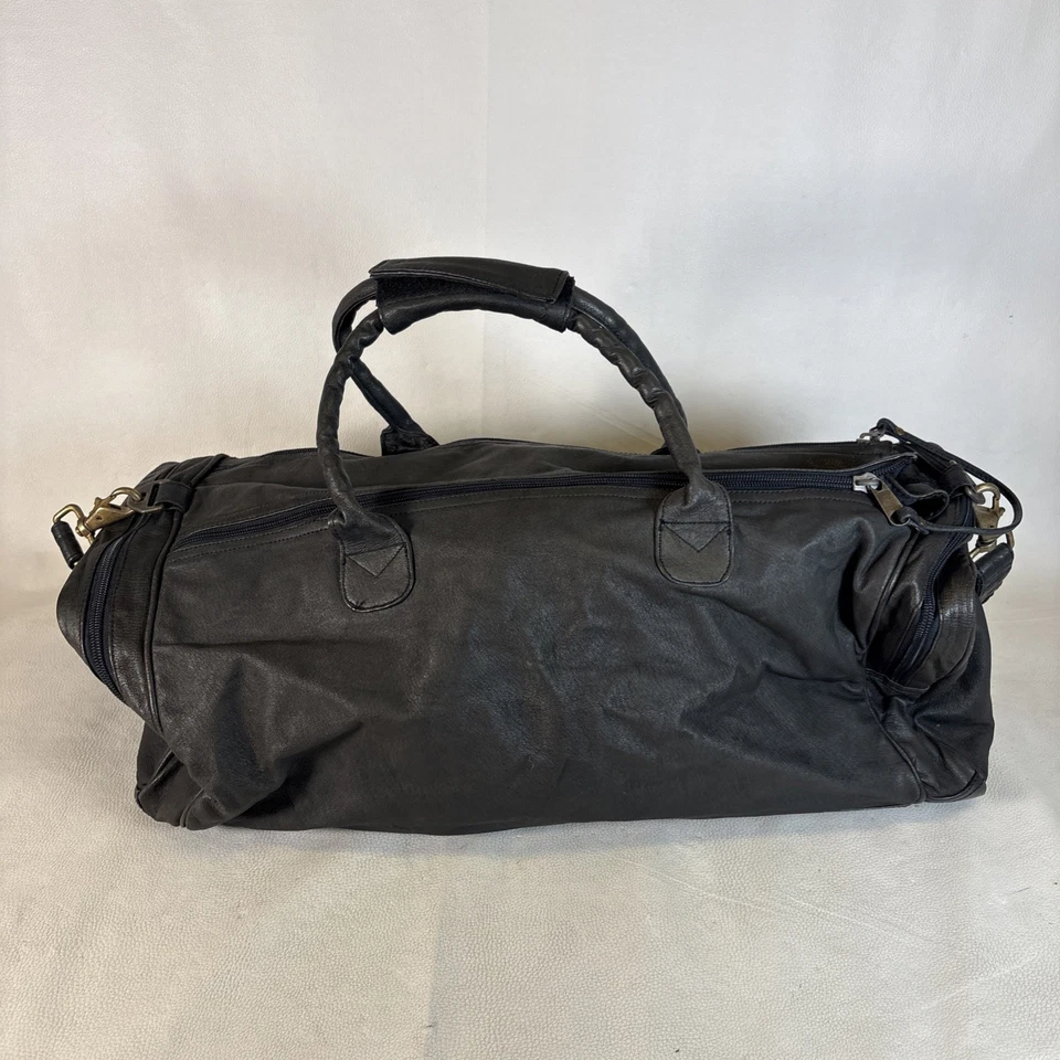 Bolsa de viaje vintage de cuero genuino con logotipo Nokia Foto 3 de 4