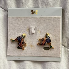 Multicolor Enamel Butterfly Stud Earrings Metal Butterfly Closure