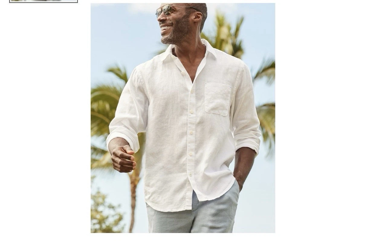 Tommy Bahama men’s 100% Linen White Casual Button Down Shirt size L. #20