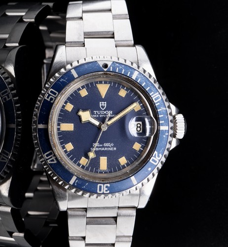 Vintage 1980 Tudor Submariner Blue Snowflake Date Watch + Papers - 9411/0