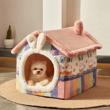 Cute Cat Houses for Indoor Cats, Dog Bed with Cover Cave,Foldable Dog Cave